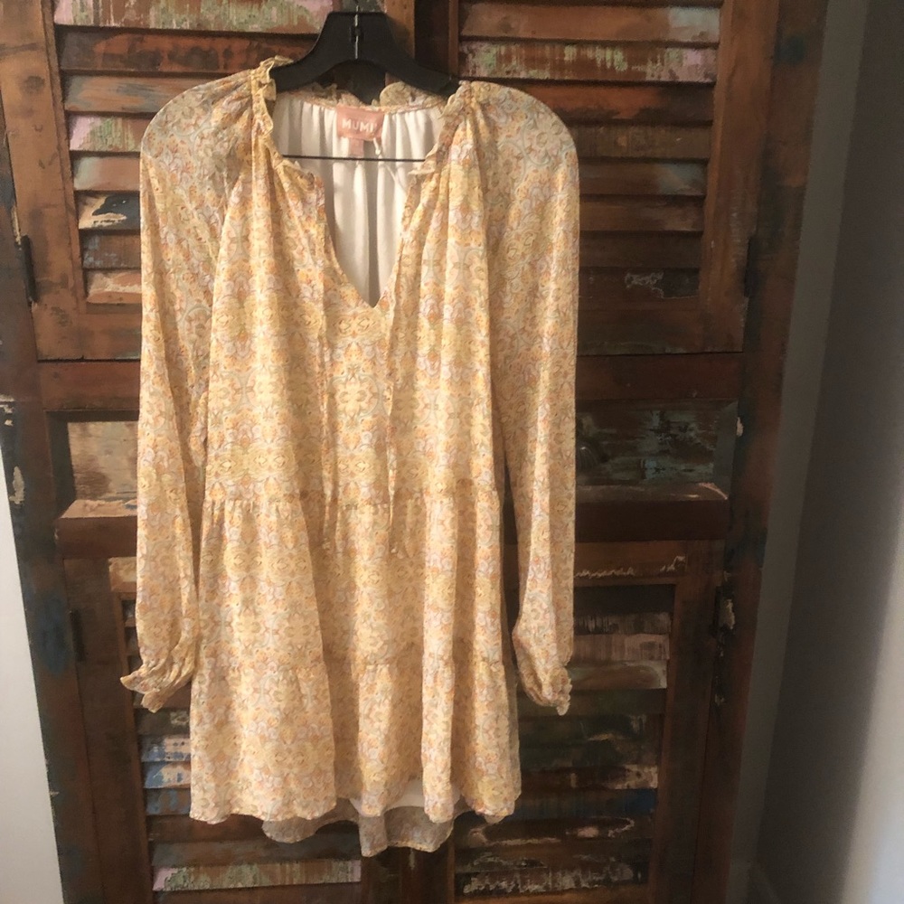 NWT Show Me Your Mumu Birdie mini dress Yellow Floral baby doll marigold… - Picture 2 of 3